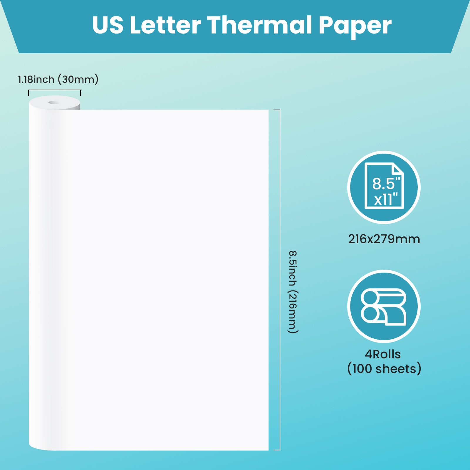 A4 Thermal Paper （4 Roll） 8.27’'/210 mm